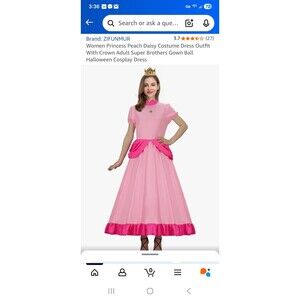 Women's Halloween Party Dress Super Brothers Princess Peach Costume M